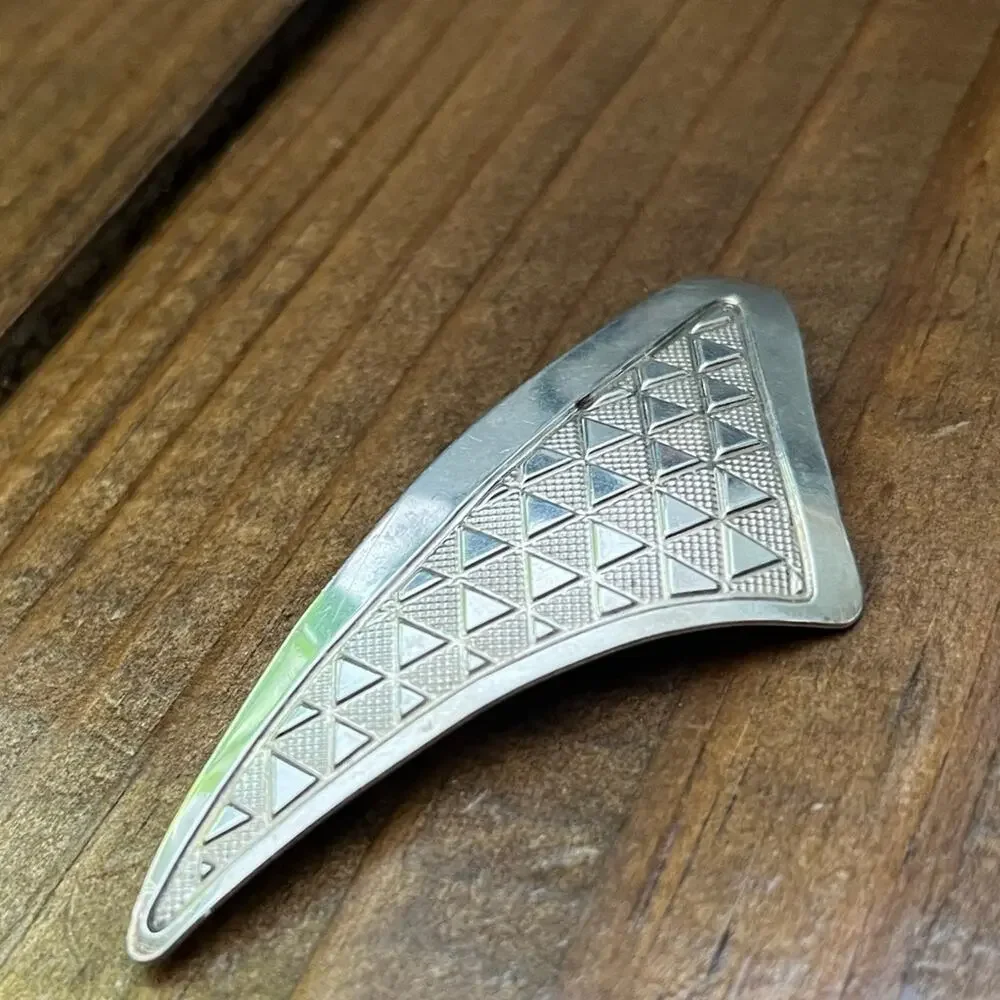 Vintage Oversized 925 Sterling Silver Mid-Century Mod Geometric Triangle Brooch